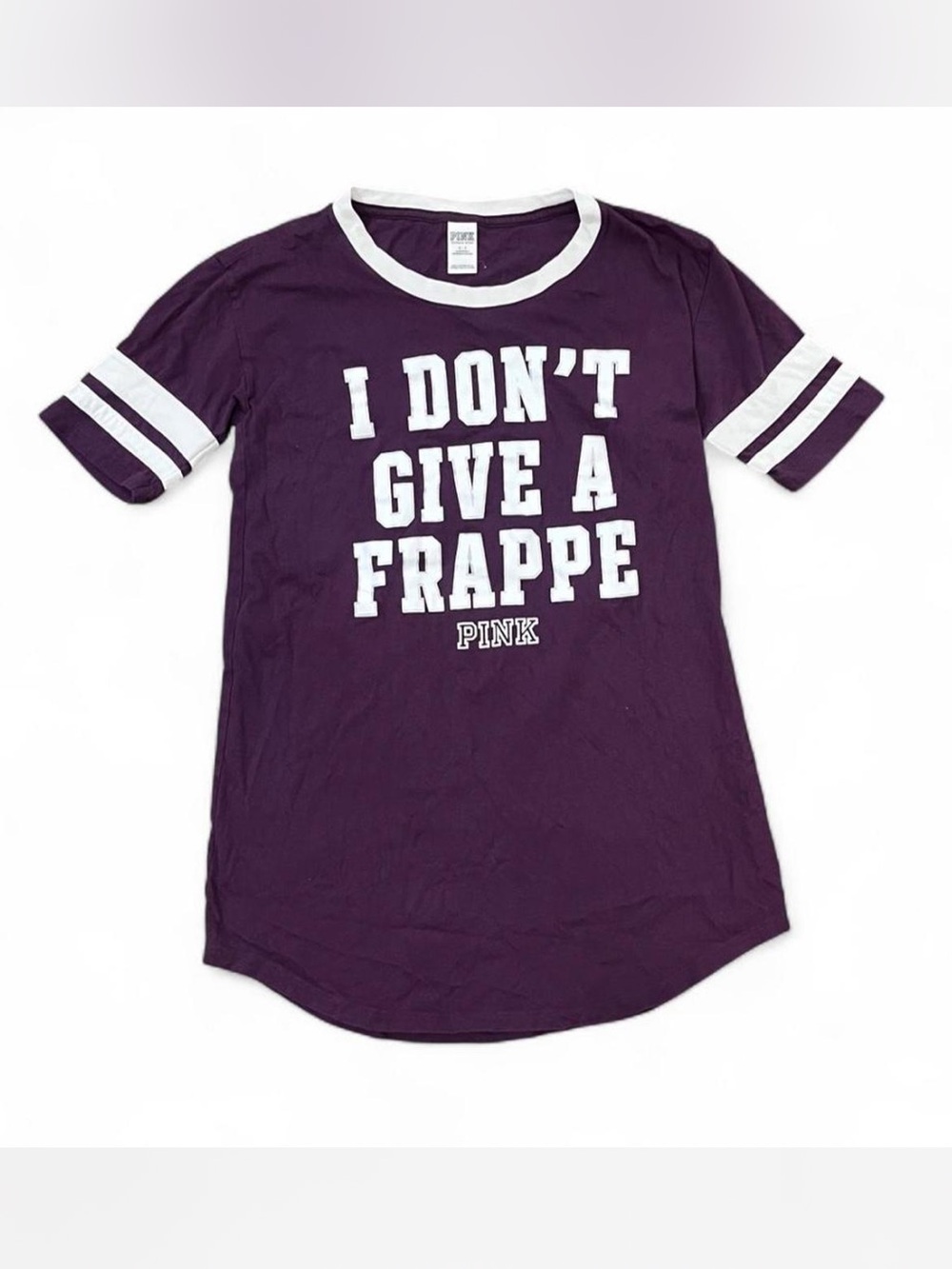 PINK Y2K Victoria's Secret Purple Graphic Tee with White Trim